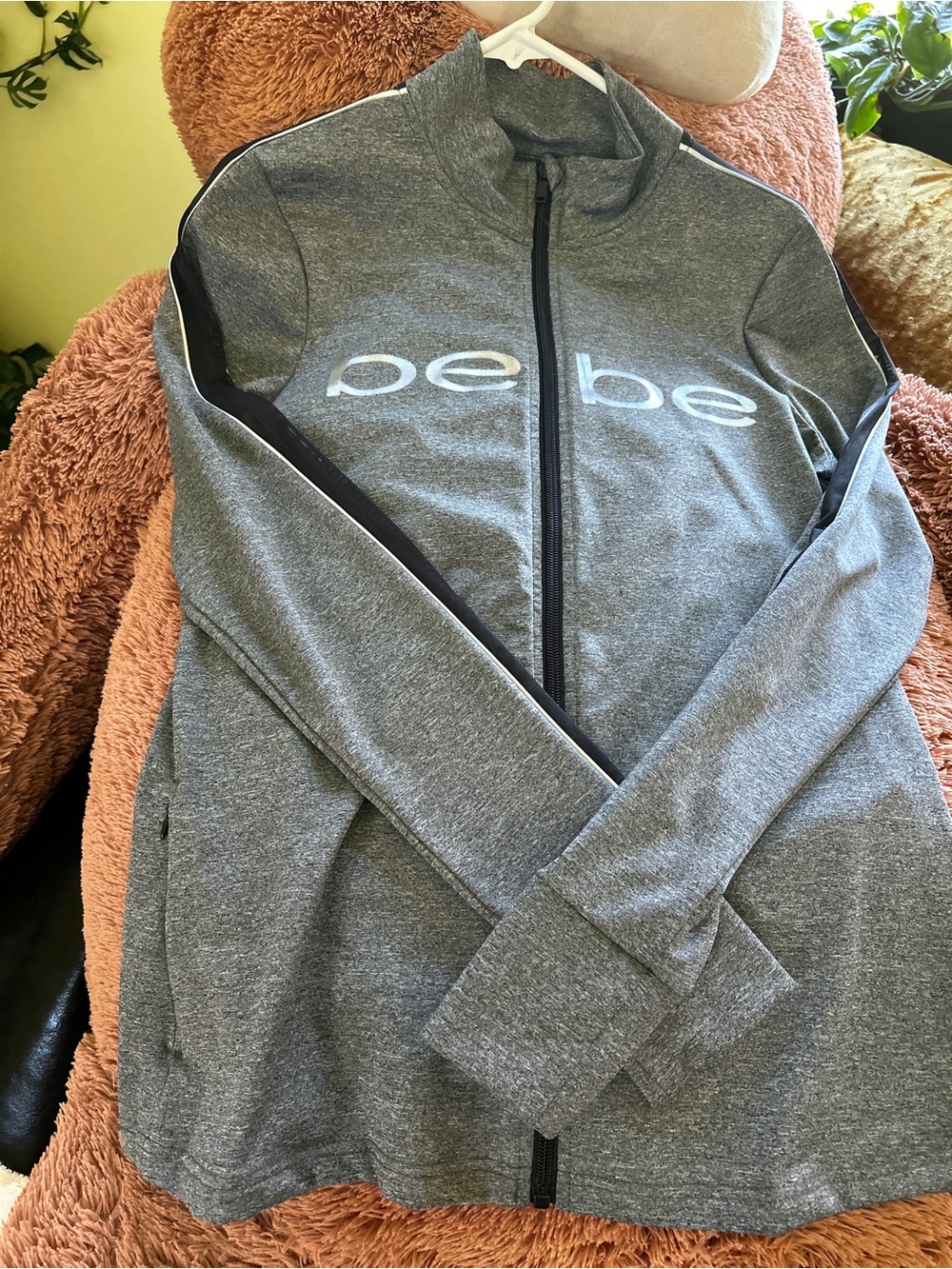 bebe Sport Heather Gray Zip Front Jacket